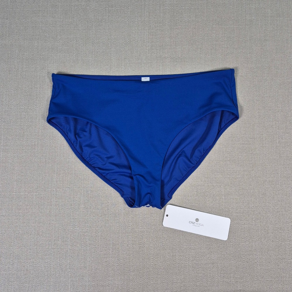 CRZ YOGA Royal Blue Women Mid Waisted Bikini Bottoms‎ Full Coverage Medium 8/10
